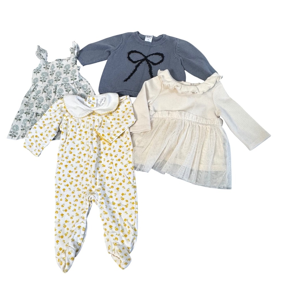 Baby Girl Clothing Bundle 3-6M Floral Dress Sweater Sleeper Boho Neutrals Earthy